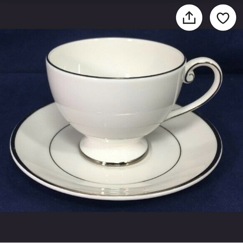 Mikasa Cameo Platinum Tea Cups and Saucers